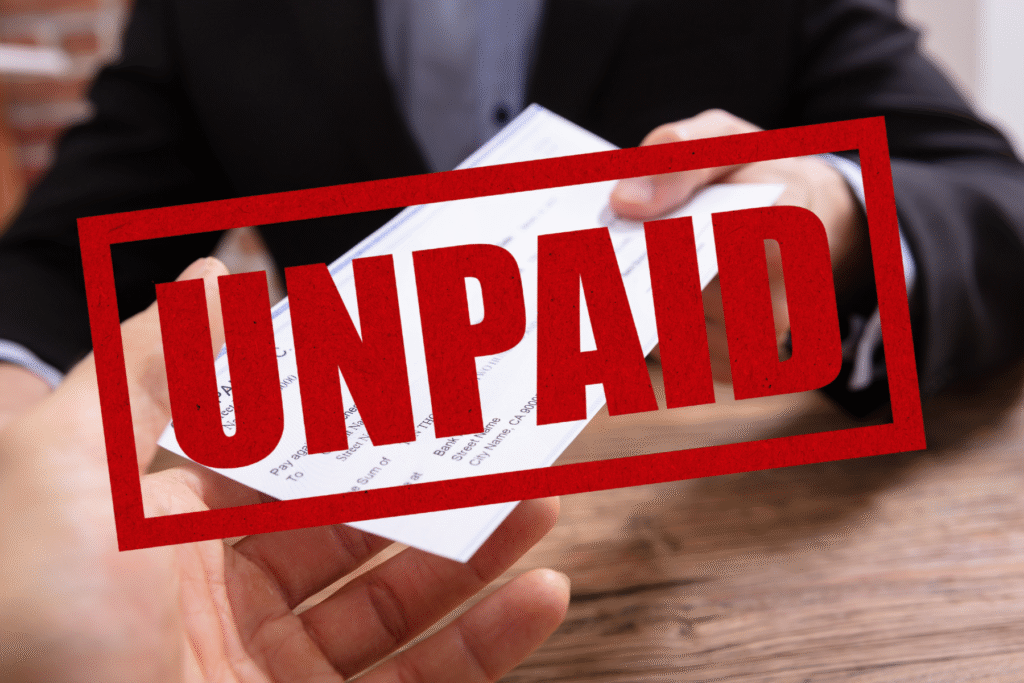 unpaid stamp over a bank payment