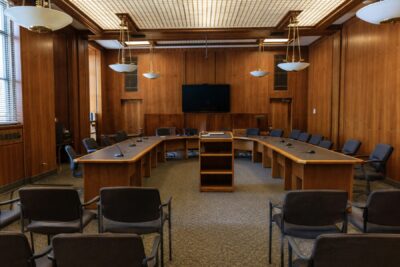 Administrative hearing room where an MSPB appeal is heard before an administrative judge