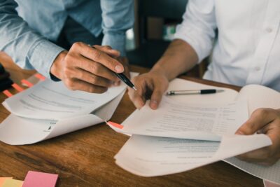 Federal employee reviewing documents during the EEO complaint process